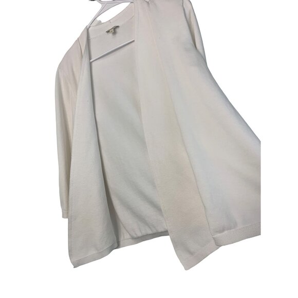 Talbots White Cotton Open-Front Cardigan Sweater Size M GUC 7421 3/4 sleeve - Picture 6 of 8